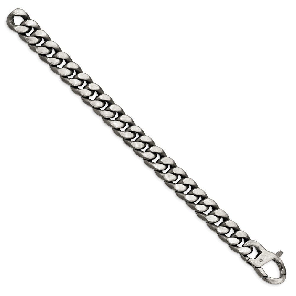 Sterling Silver Ruthenium/Antiqued Brushed Curb Link Bracelet