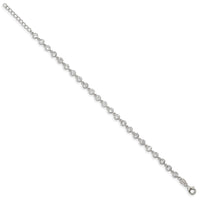 Sterling Silver Rhodium-plated W/ 1 in ext. CZ Bracelet