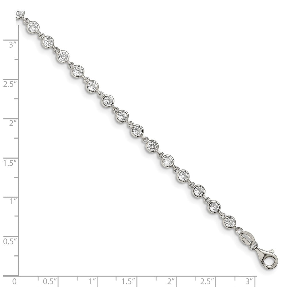 Sterling Silver Rhodium-plated W/ 1 in ext. CZ Bracelet