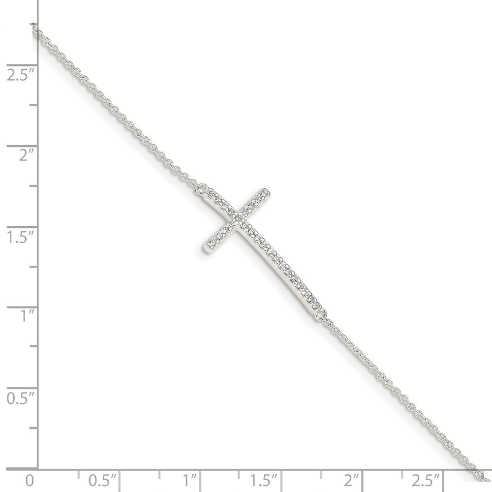 Sterling Silver CZ Cross Bracelet