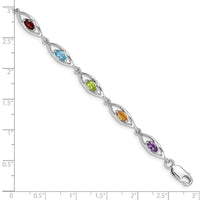 Sterling Silver Rhod-plat Amethyst Topaz Peridot Citrine Garnet Bracelet