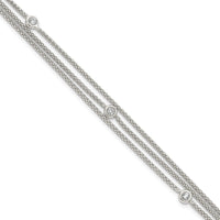 Sterling Silver Polished Multi Strand CZ Bracelet