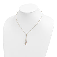 Sterling Silver Rhod-pltd CZ Star and Moon 2in ext 2-strand Necklace