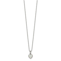 Sterling Silver Rhodium-plated Polish Heart Created Opal Necklace