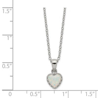 Sterling Silver Rhodium-plated Polish Heart Created Opal Necklace