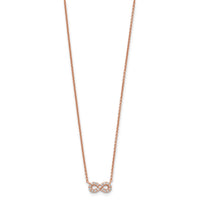 Sterling Silver Rose-tone CZ Infinity Necklace