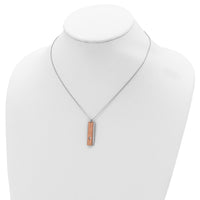 Sterling Silver RH-plated Dogtag w/Rose-tone Cross w/1.25in ext Necklace