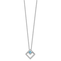 Sterling Silver RH-plated 5mm CZ and Spinel w/1in. Ext. Necklace