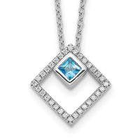 Sterling Silver RH-plated 5mm CZ and Spinel w/1in. Ext. Necklace