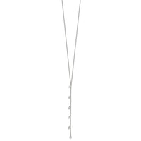 Sterling Silver Rhodium-plated CZ Dangle w/ 2in ext. Necklace