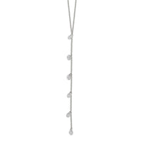 Sterling Silver Rhodium-plated CZ Dangle w/ 2in ext. Necklace