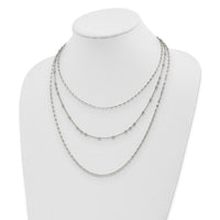 Sterling Silver Rhodium-plated Beaded Layered with 2in .ext Necklace