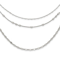Sterling Silver Rhodium-plated Beaded Layered with 2in .ext Necklace