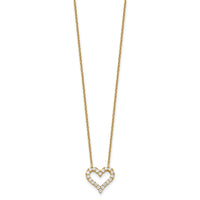 Sterling Silver Gold-platedCZ Heart w/ 2in ext. Necklace