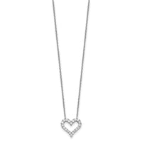 Sterling Silver Rhodium-plated CZ Heart w/ 2in ext. Necklace