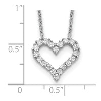 Sterling Silver Rhodium-plated CZ Heart w/ 2in ext. Necklace