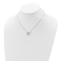 Sterling Silver Rose Gold-plated CZ Heart w/ 2in ext. Necklace