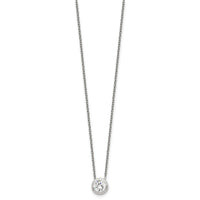 Sterling Silver Bezel 8mm CZ Necklace