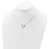 Sterling Silver Rhodium-plated CZ Circle w/2in ext Necklace