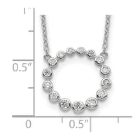 Sterling Silver Rhodium-plated CZ Circle w/2in ext Necklace
