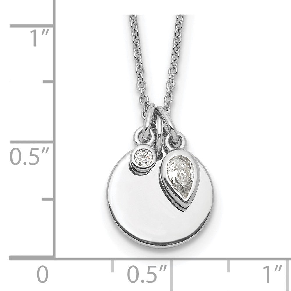 Sterling Silver Rhodium Plated w/1.75in ext. CZ Necklace