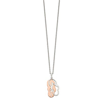 Sterling Silver Rose-tone Sandals w/ Palm Tree w/ 2in ext. Necklace