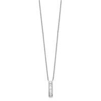 Sterling Silver Rhodium Plated CZ Vertical Bar Necklace