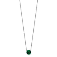 Sterling Silver Rhodium-plated May Green Crystal with 2 inch ext Necklace