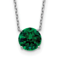 Sterling Silver Rhodium-plated May Green Crystal with 2 inch ext Necklace
