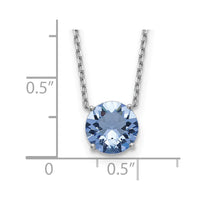 Sterling Silver Rhodium-plated March Blue Crystal wtih 2in ext Necklace