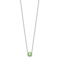 Sterling Silver Rhodium-plated Light Green Crystal with 2 inch ext Necklace