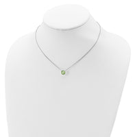 Sterling Silver Rhodium-plated Light Green Crystal with 2 inch ext Necklace