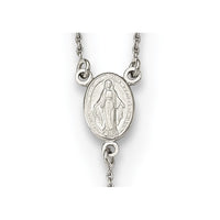 Sterling Silver Rhodium-plated Beaded Rosary18 inch w/1.25in ext Necklace