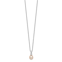 Sterling Silver Rhodium-plated Pink FWC Pearl Necklace/Earrings Set