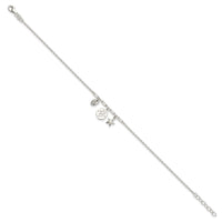 Sterling Silver Shells 9in Plus 1 in Ext. Anklet
