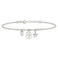Sterling Silver Shells 9in Plus 1 in Ext. Anklet