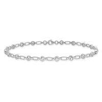 Sterling Silver Rhodium-plated Polished CZ Anklet