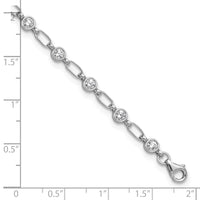 Sterling Silver Rhodium-plated Polished CZ Anklet