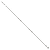 Sterling Silver CZ 3-Diamond Shapes 9in Plus 1 in Ext. Anklet