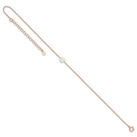 Sterling Silver Rose-tone White Created Opal 9in Plus 2 in ext. Anklet