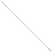 Sterling Silver 9in Plus 1 in Ext. Textured Bar Anklet