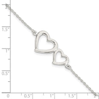 Sterling Silver Polished Two Hearts Bracelet