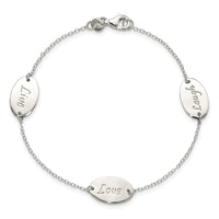 Sterling Silver Polished Live Laugh Love Station 7.5 Inch Bracelet