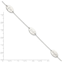 Sterling Silver Polished Live Laugh Love Station 7.5 Inch Bracelet