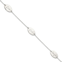 Sterling Silver Polished Live Laugh Love Station 7.5 Inch Bracelet
