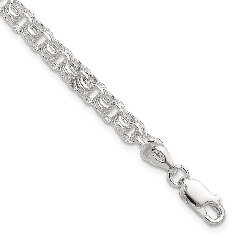 Sterling Silver Polished 5mm Triple Rolo Charm Bracelet