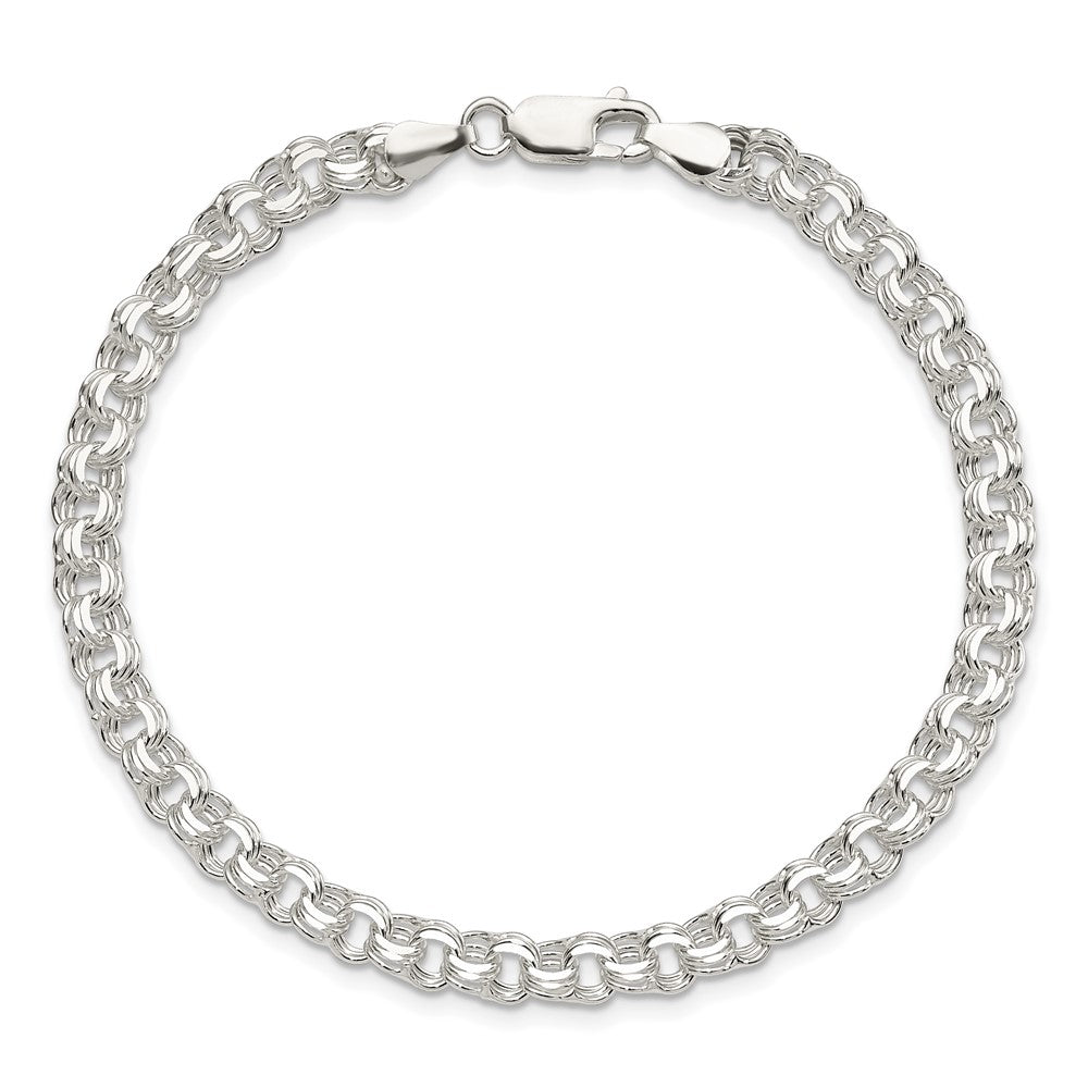 Sterling Silver Polished 5mm Triple Link Charm Bracelet