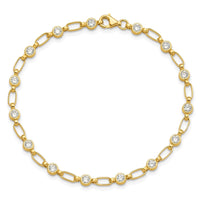 Sterling Silver Gold-plated Bezel CZ 7.5in  Bracelet