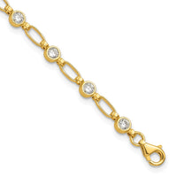 Sterling Silver Gold-plated Bezel CZ 7.5in  Bracelet