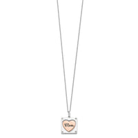 Sterling Silver RH-pltd Rose-pltd MOM/LOVE Spins CZ w/2in ext.Necklace